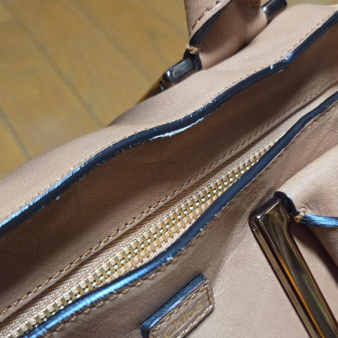 Auth Chloe Ethel 2way Handbag Leather Shoulder Bag Beige w/Dust Bag Women’s Zip