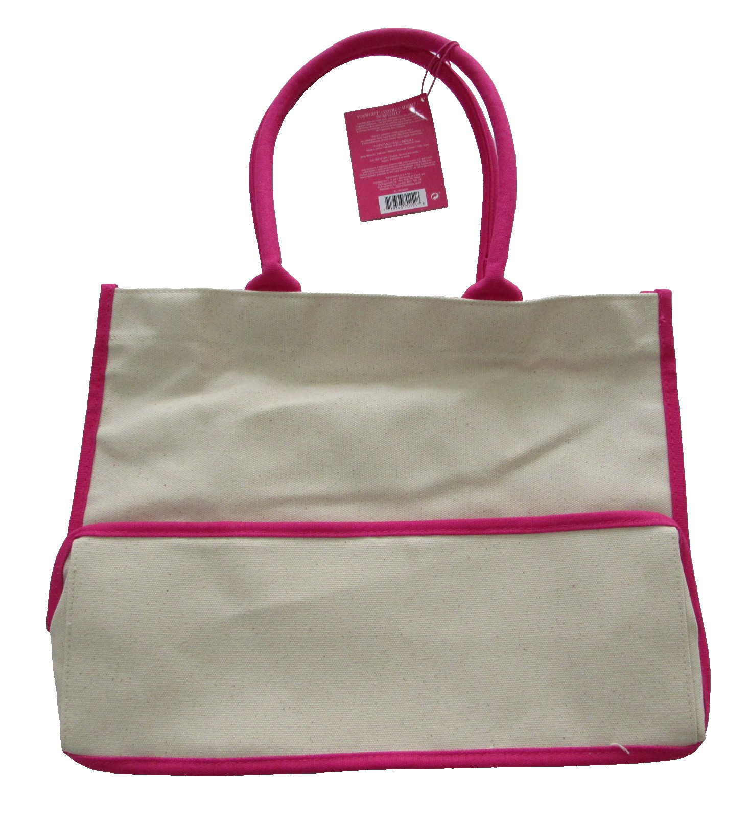 NWT Juicy Couture 15 x 12 x 5.75 Inches Canvas Logo Tote Beach Bag Hot Pink