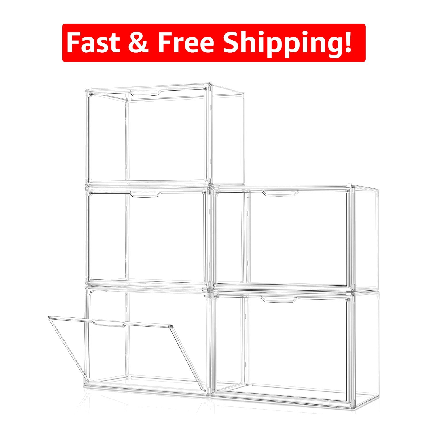Elegant 5-Pack Stackable Clear Purse Organizer with Magnetic Doors | 14.2″ x …