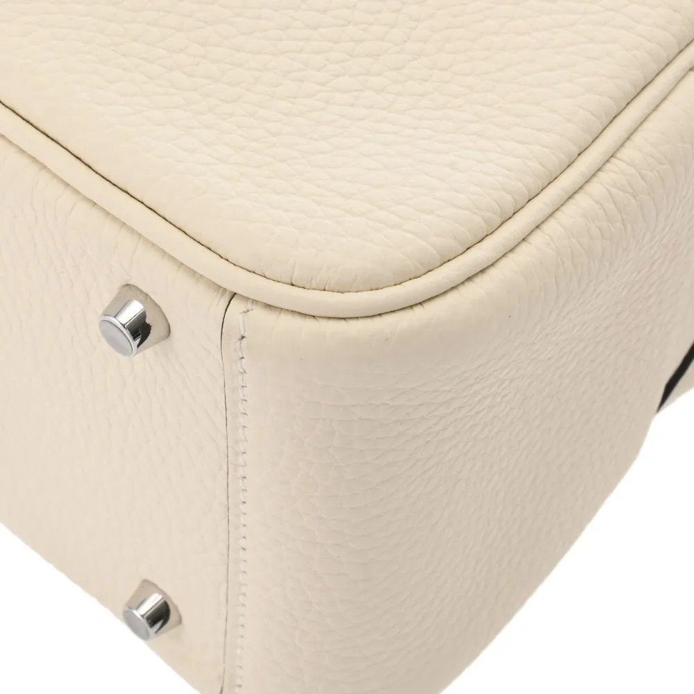Hermes Lindy Shoulder Bag Clemence Leather Silver #WB282