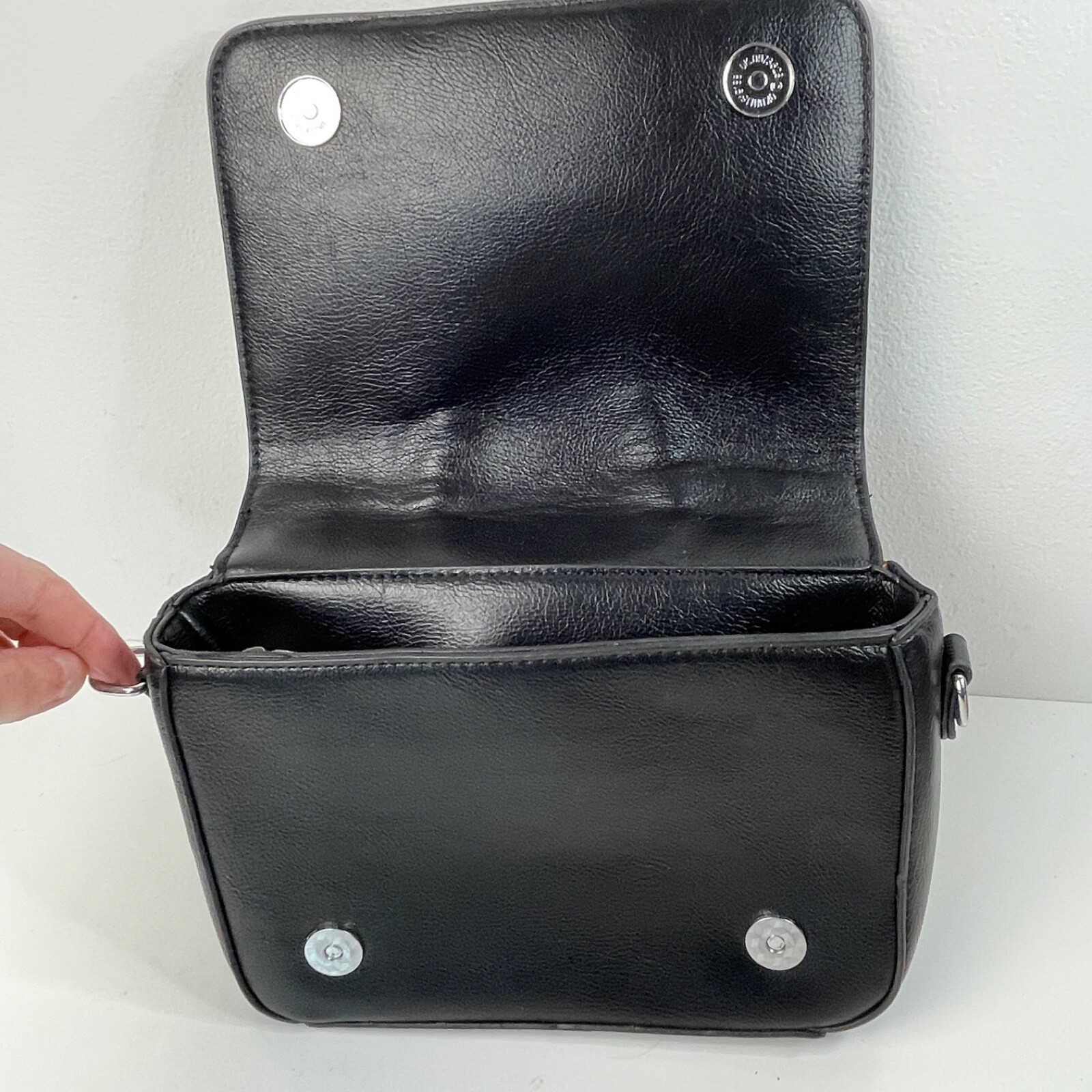 Studded Faux Leather Jacket Crossbody Bag Purse Black Adjustable Strap New