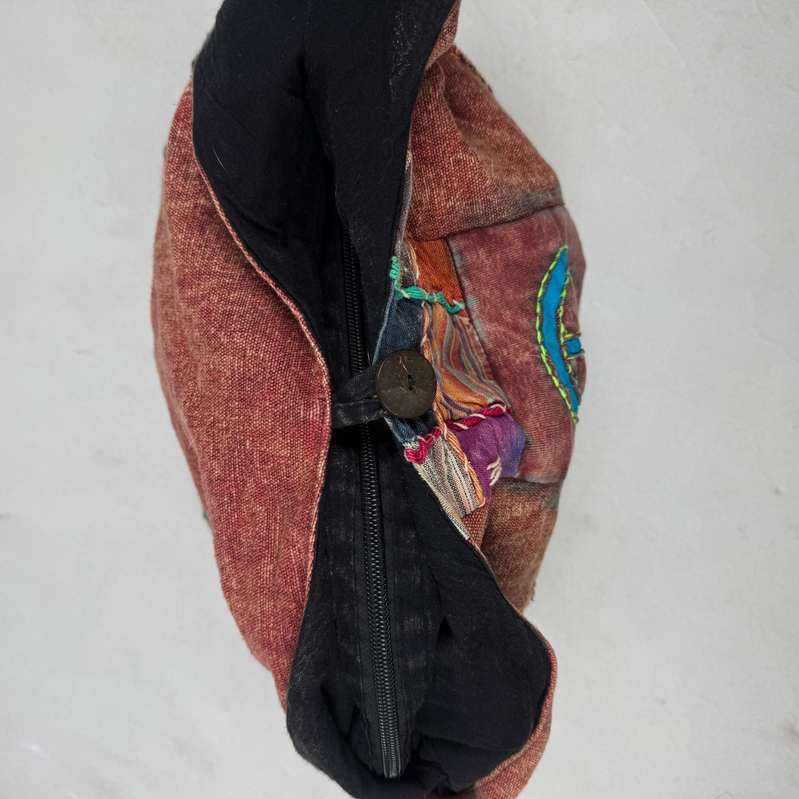 Vintage Hippie Peace Sign Patchwork Shoulder Bag Boho Festival Grunge Y2K