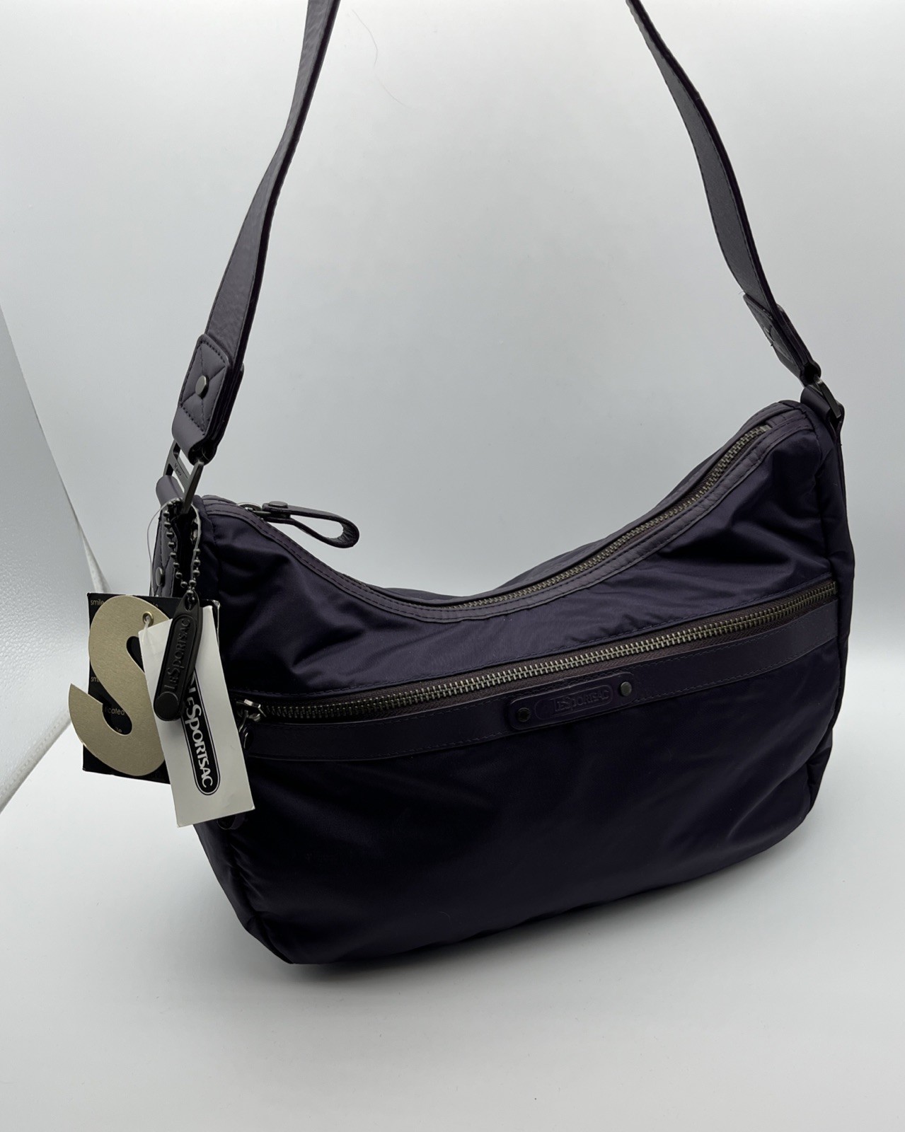 Le Sportsac Vintage 90’s Sophisticated Hobo Shoulder Bag Leather Strap/trim NWT