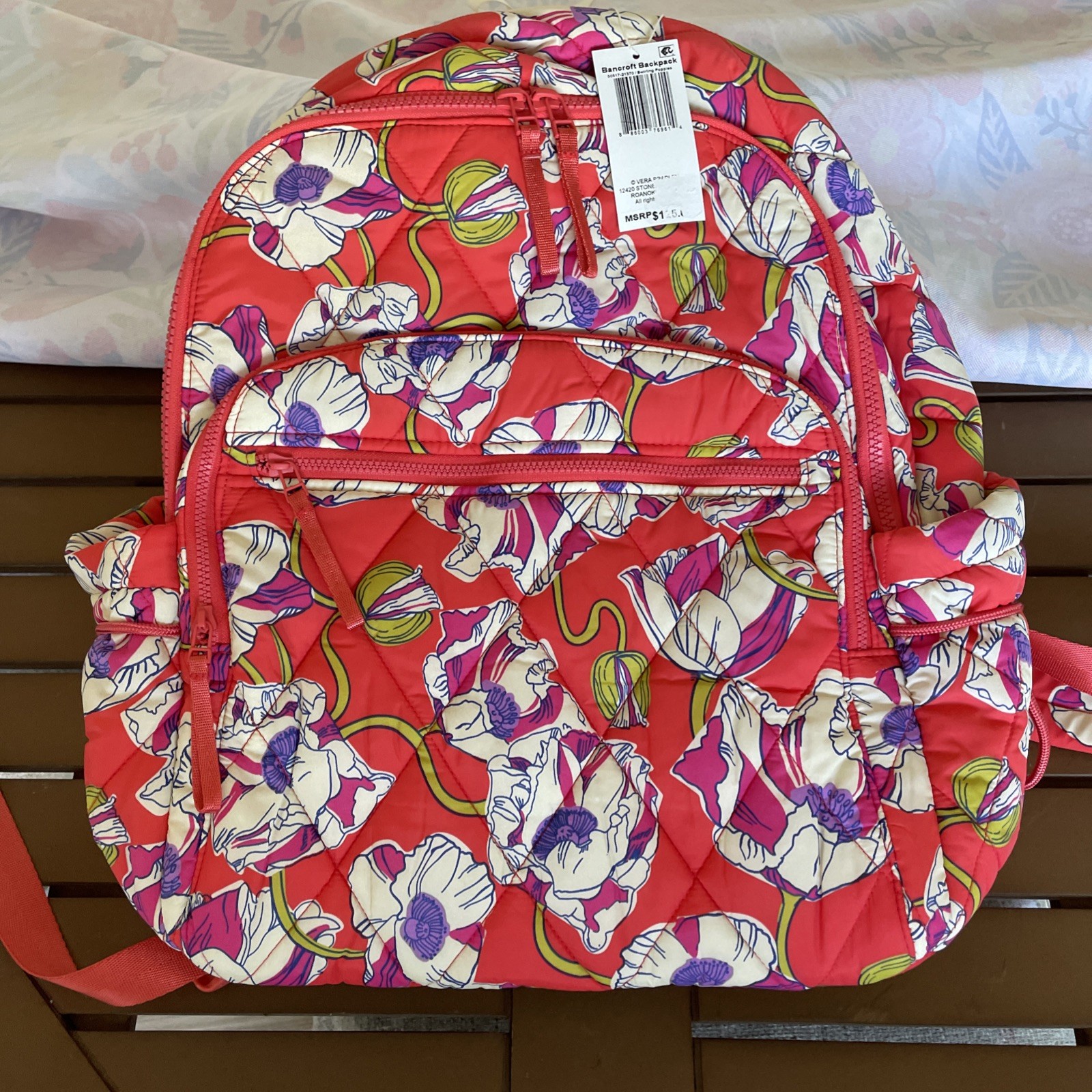 NWT VERA BRADLEY Bancroft Backpack, Swirling Poppies. $125