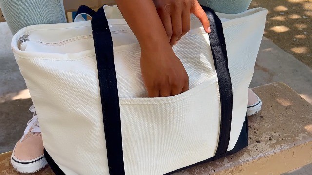 Canvas Shopping Tote Bag 23 Inch 24 oz Cotton Twill Gray Zippered Top Outer