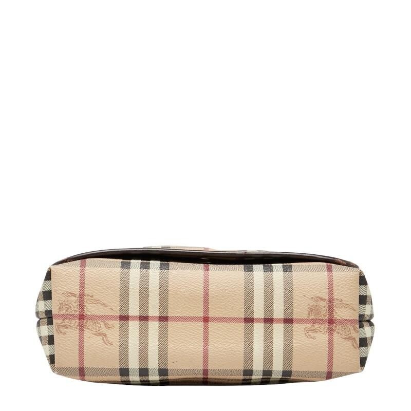 BURBERRY Nova Check Shadow Horse Shoulder Bag PVC Leather Beige Brown Womens