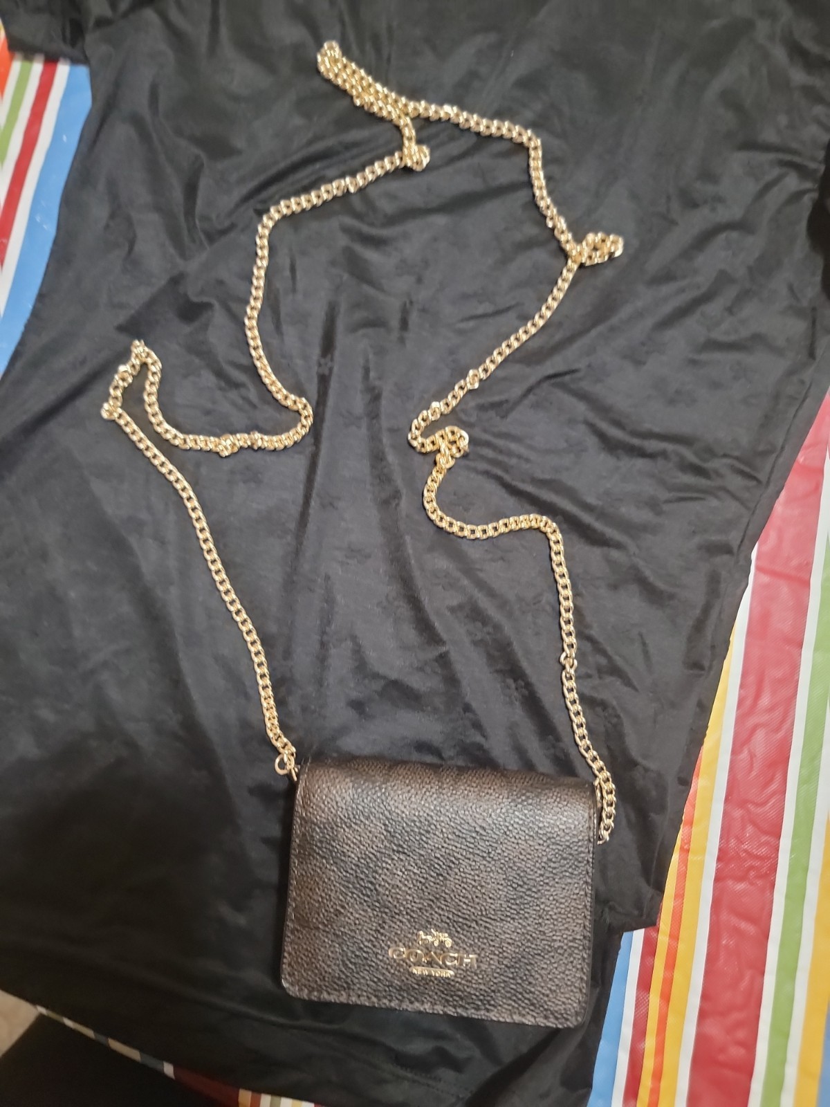 NWT NEW Coach Mini Leather Wallet On a Chain Black C0059 with the box