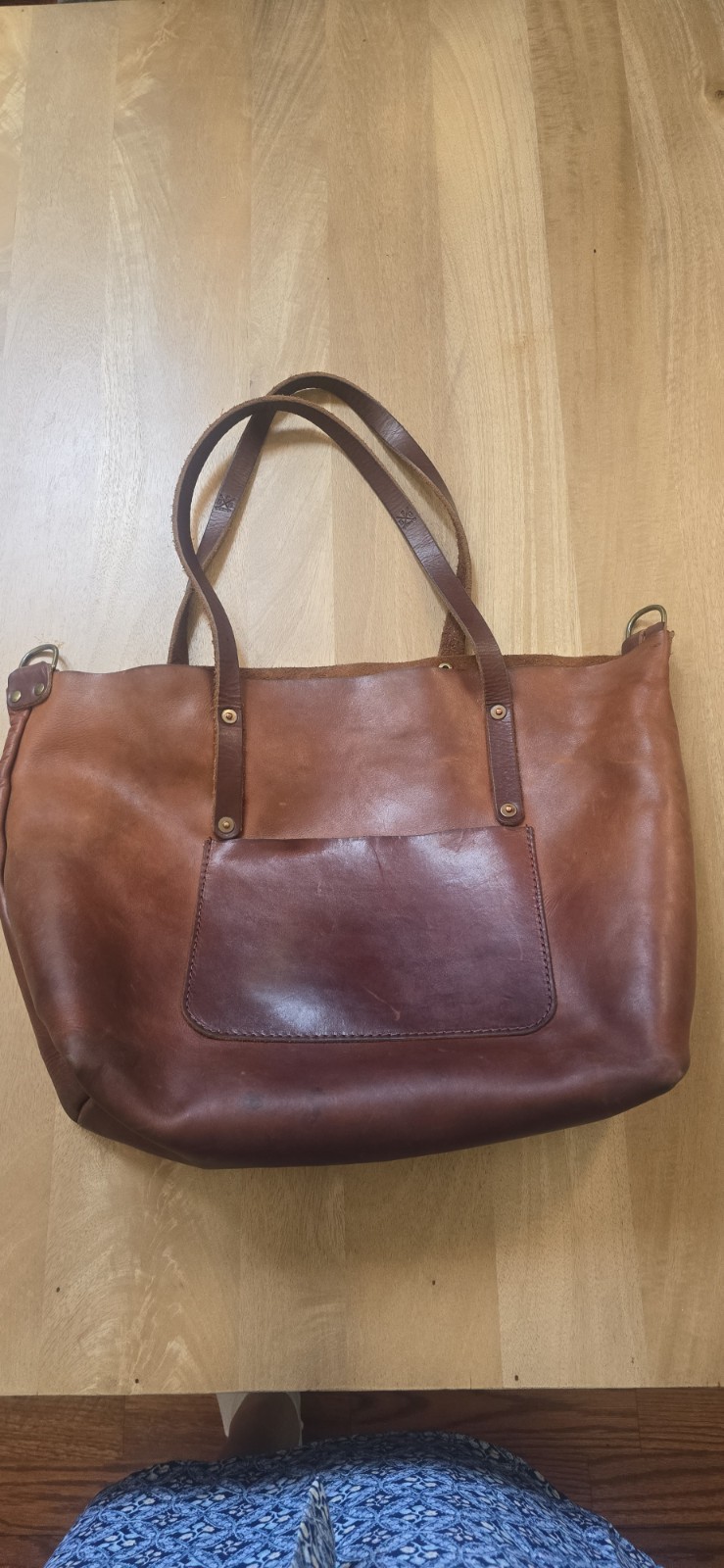 FGG Handmade Leather Satchel Tote Bag Brown Structured Top Handle – No Strap