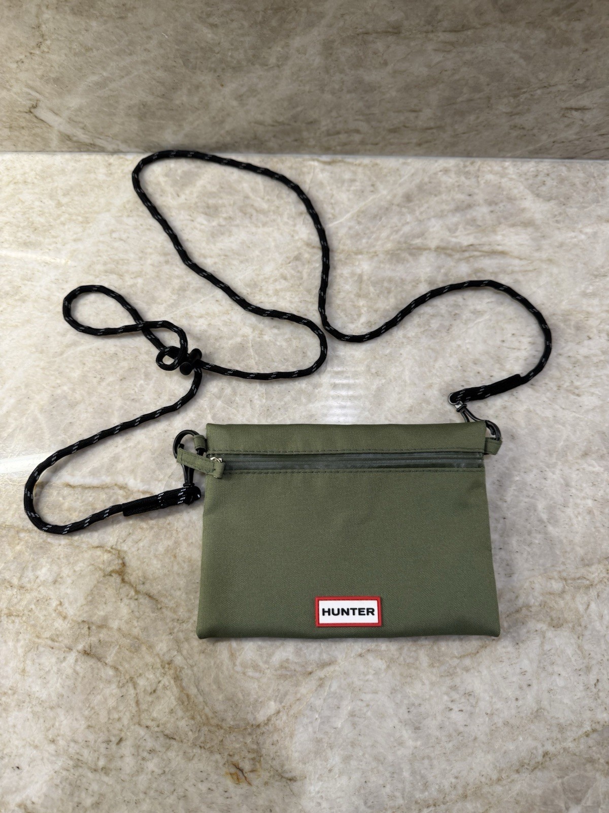 Hunter Mini Crossbody Shoulder Bag Green Zip Rectangle 7×5 Lightweight 1-Pocket