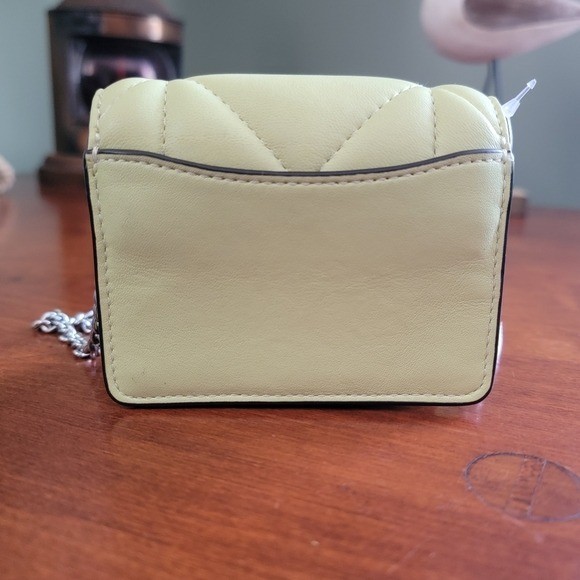 Coach CJ528 Puffy Diamond Mini Wallet Chain Lime Green Napa Leather Bag NWOT