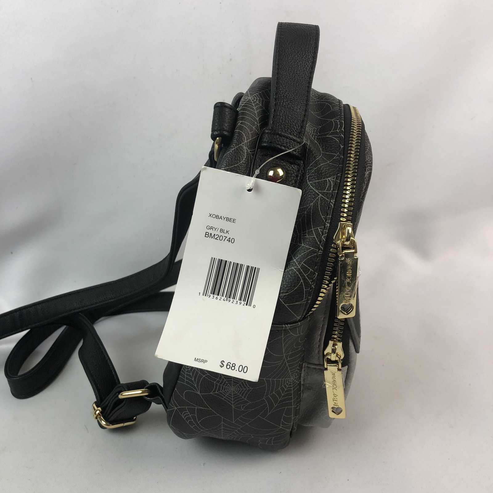 Betsey Johnson Backpack Womens Mini Black Cat Web Halloween Faux Leather Bag NWT
