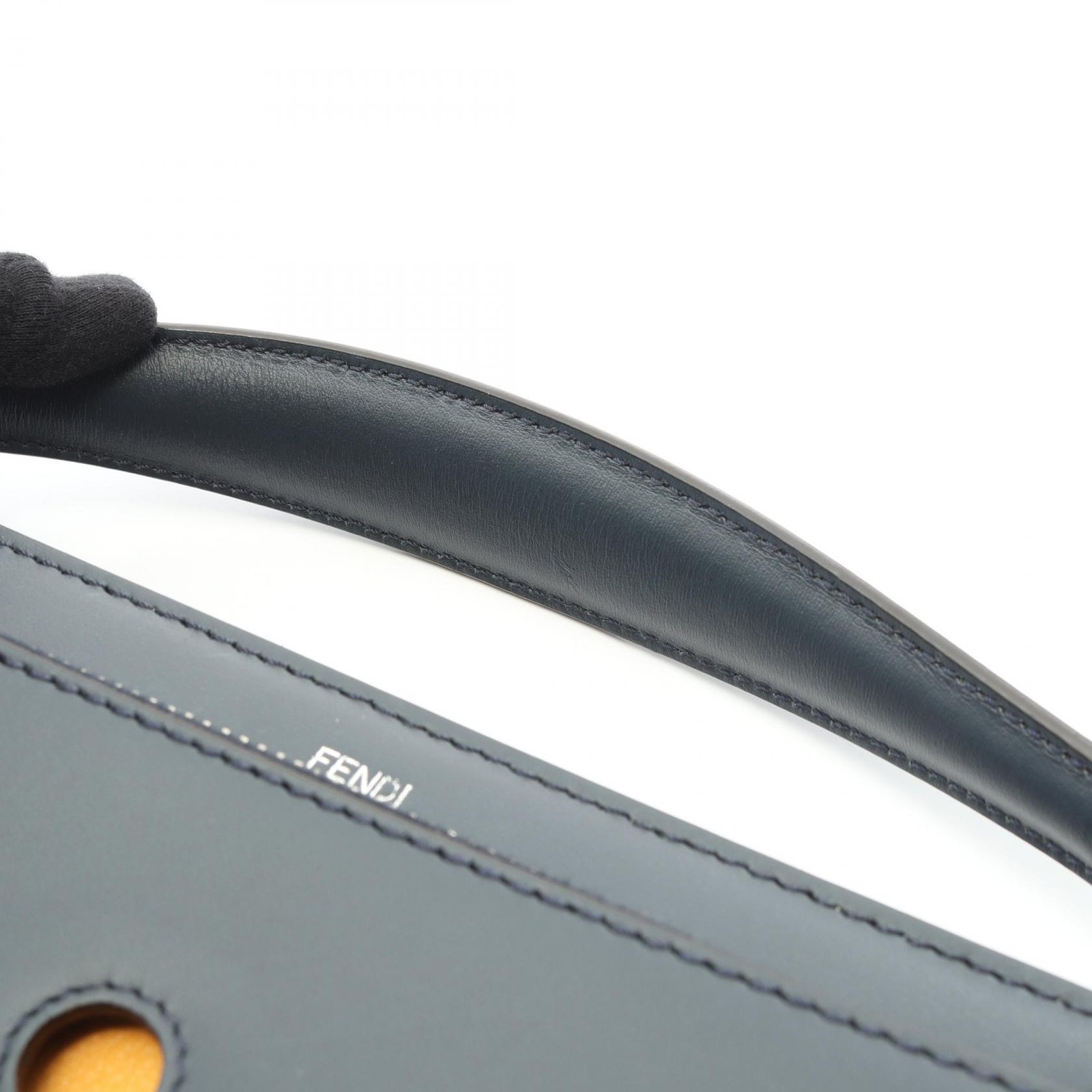 FENDI DOT COM Handbag 8BN293 leather Navy Used Women