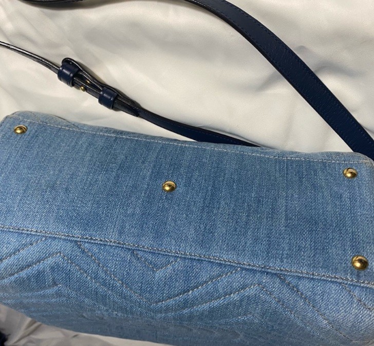 Gucci Marmont Denim Embroidered Flowers Matelasse Hand Shoulder Bag 2 Way $2,500