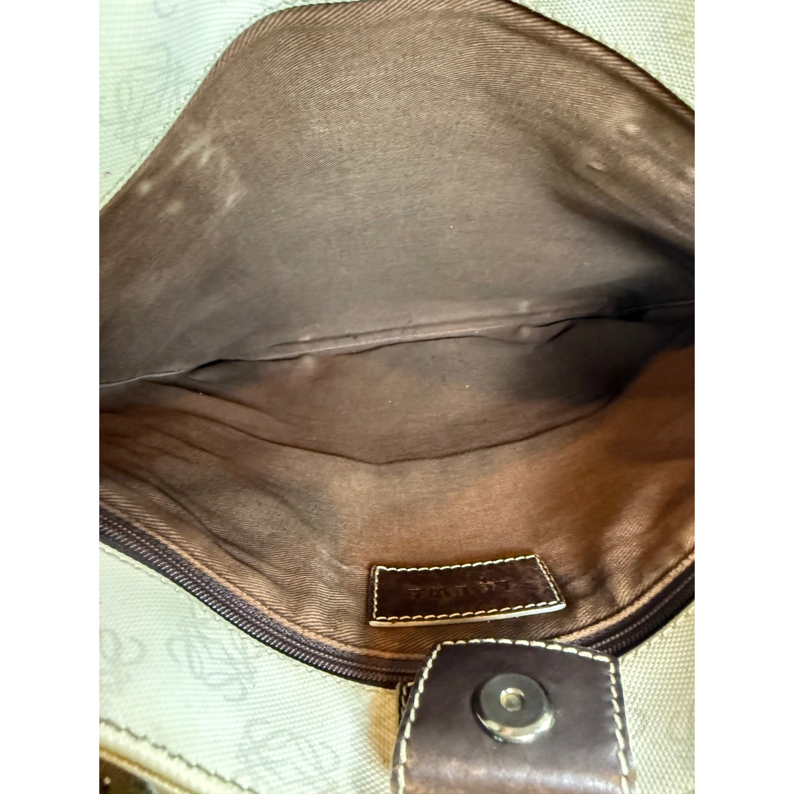 Loewe Anagram Monogram Canvas Leather Tote Bag White Brown Vintage