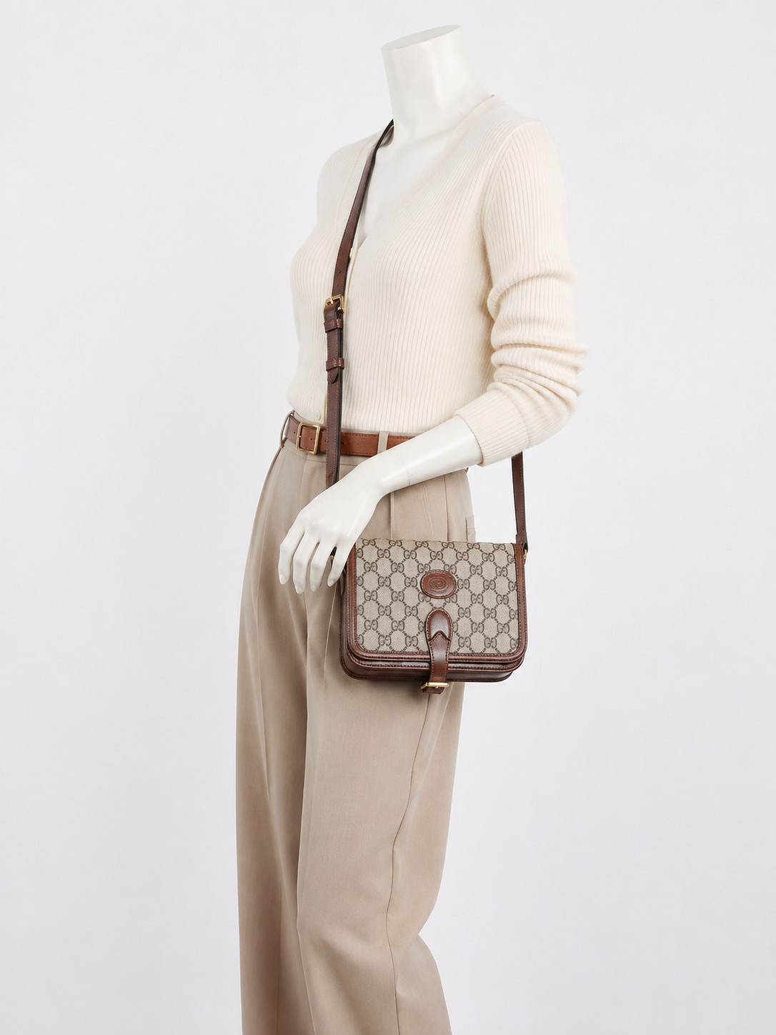 Gucci Beige/Ebony GG Supreme Canvas Mini Interlocking Shoulder Bag