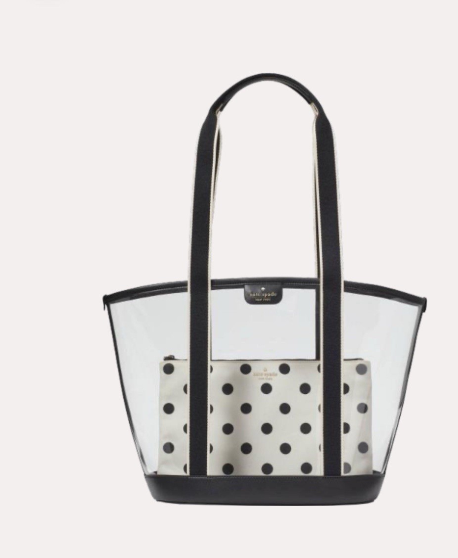 Kate Spade Clare See Through Tote & Pouch Set – Beach Stadium Clear / Black