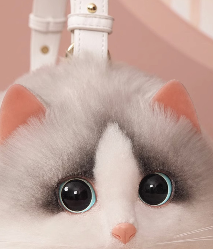 LIke Real Plush Cat Bag, Shoulder Bag/Handbag 2 in 1, Hand-Made. Birthday Gift