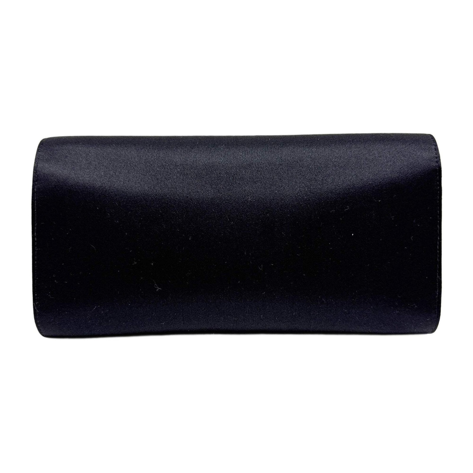 SAINT LAURENT Black Satin Clutch Bag