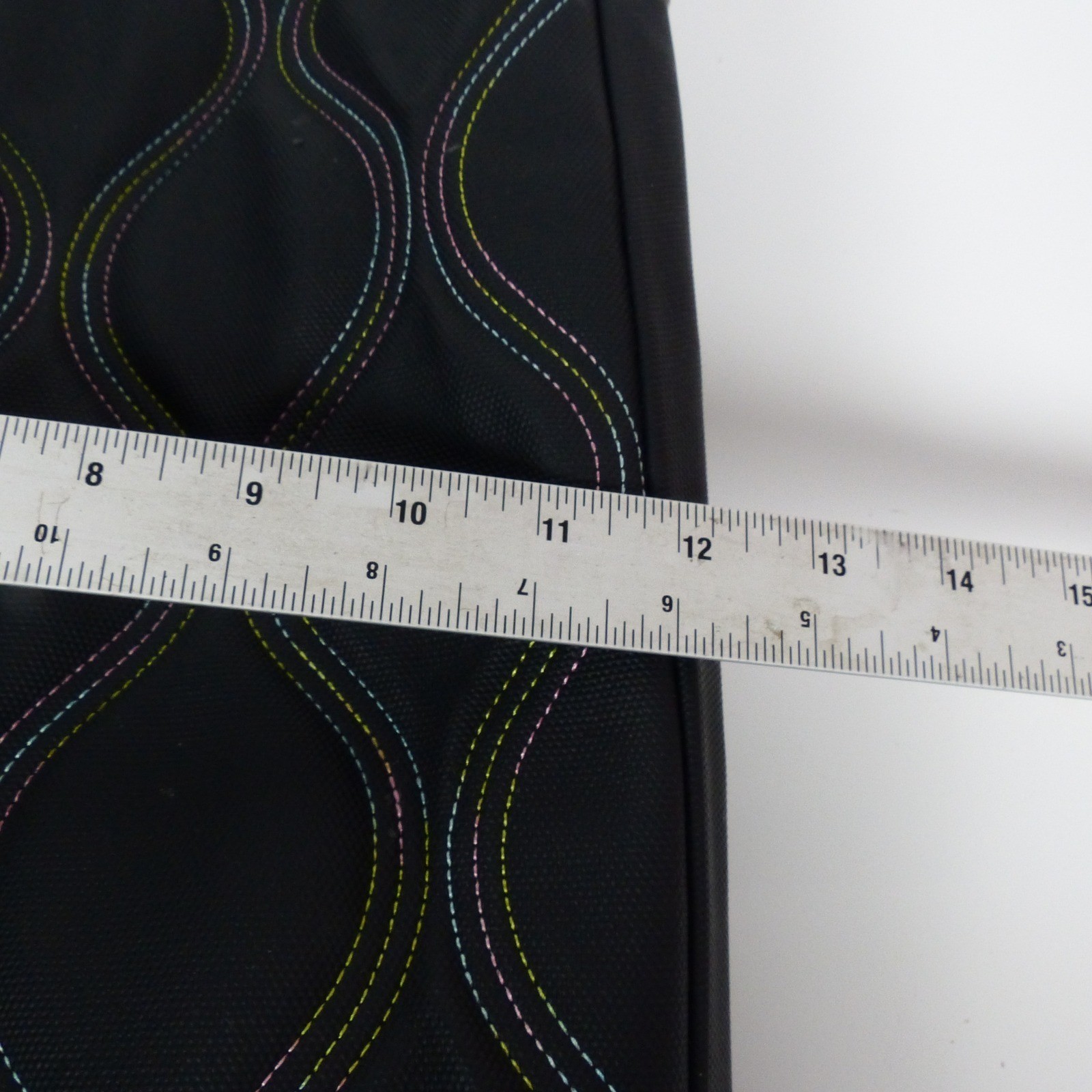 LUG Matte Luxe Large Quilted Tote Tempo Black Ice Pop Rainbow Stitch Tote Bag
