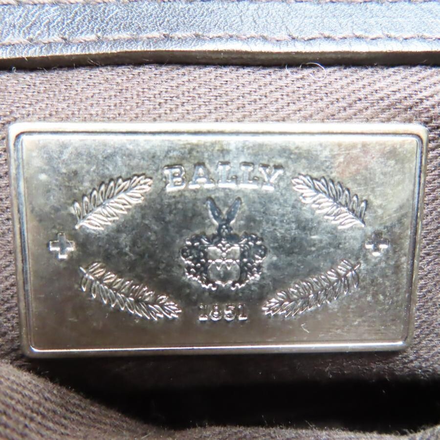 M12-k022 BALLY B Logo Charm Canvas/Leather One Shoulder Bag Navy/Gray