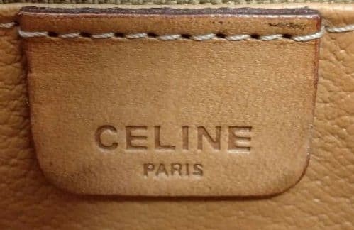 Celine Macadam Brown Shoulder Bag Gold Hardware Logo Embossed Japan 074796