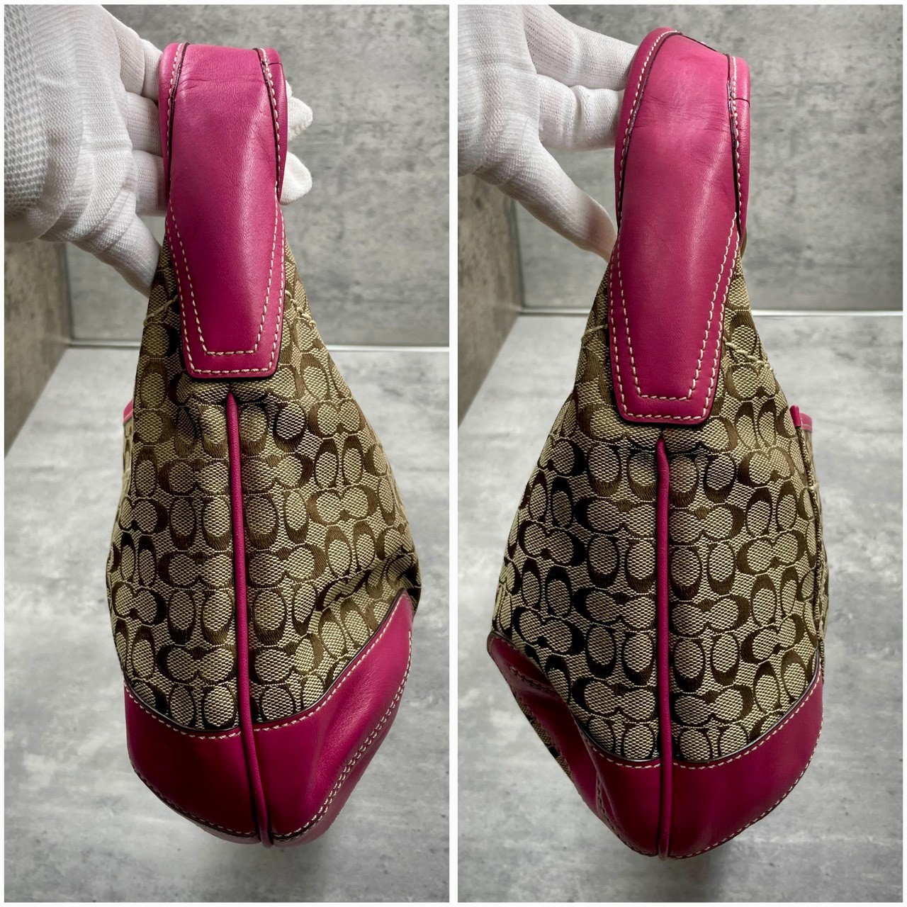 Coach 10772 One-shoulder signature bag, pink Hobo Vintage