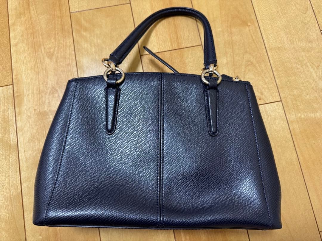 USED GOOD Condition COACH Navy Leather Handbag 2way from JAPAN