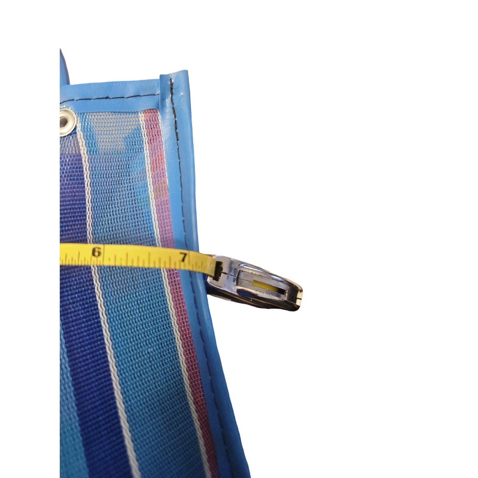 Blue Striped Mesh Mini Tote Bag Multi Color Small Market Beach Shopper