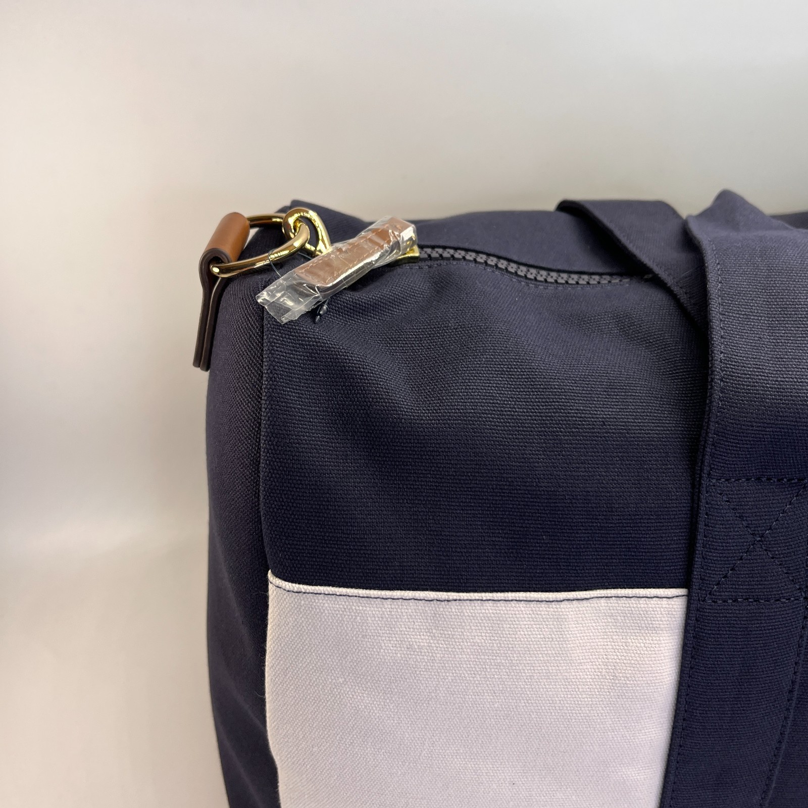 Tommy Hilfiger Duffle Bag Colorblock Navy Red White Canvas Gym Travel Weekender