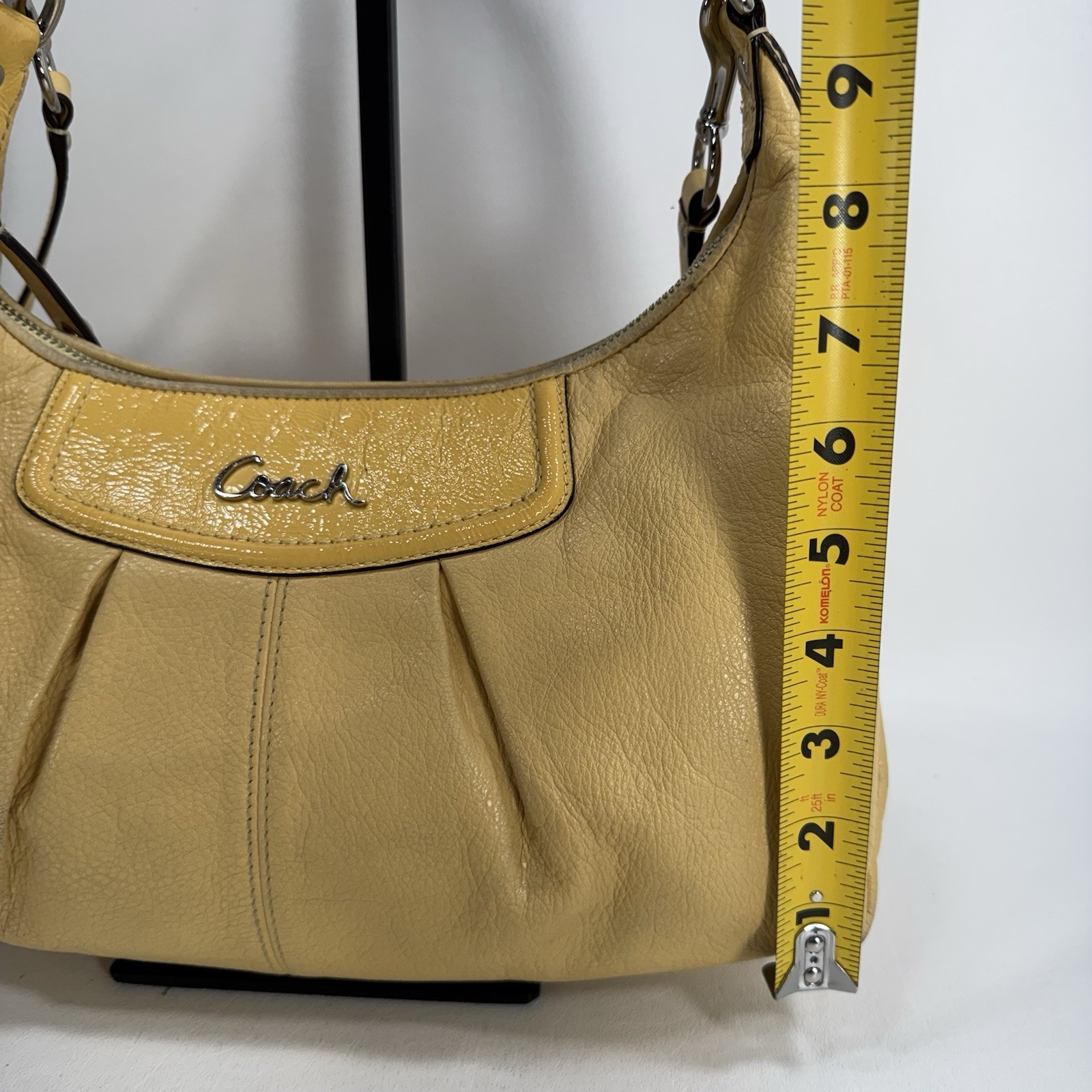 Authentic Coach Ashley Pleated Leather Yellow Satchel Crossbody Bag Z33010