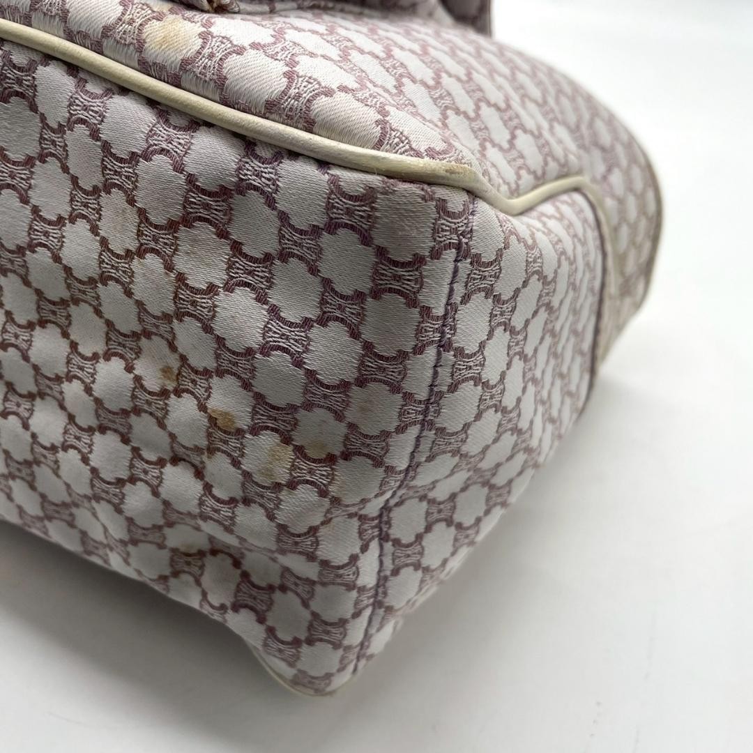 CELINE Macadam Boogie Bag Triomphe Handbag Purple Beige Leather Canvas Auth