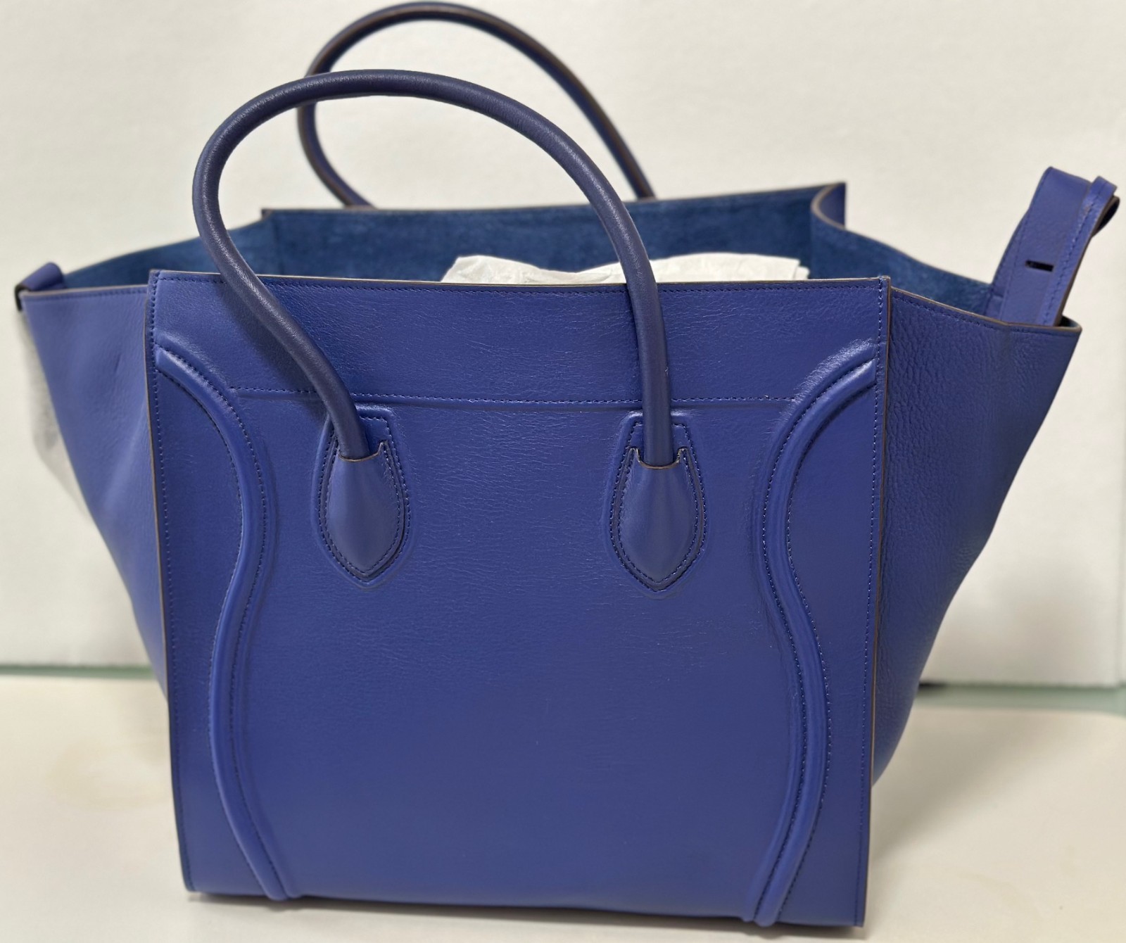 Celine Luggage Phantom Leather Handbag Midnight Indigo Blue Medium Size NEW!