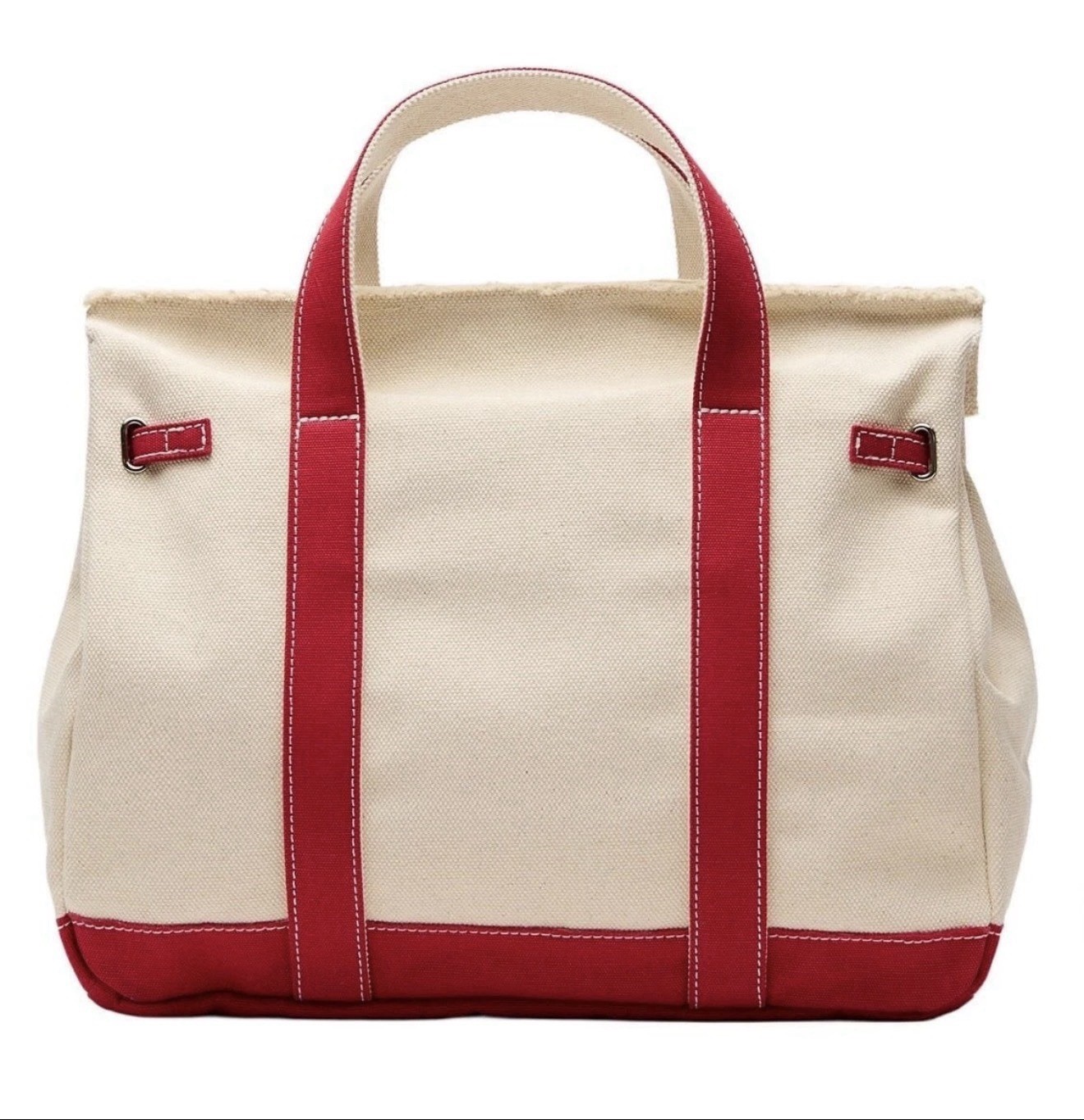 Sunwin ‘Boatkin’ Madaket Mini Classic Canvas Tote Bag Turn-Lock Red Natural
