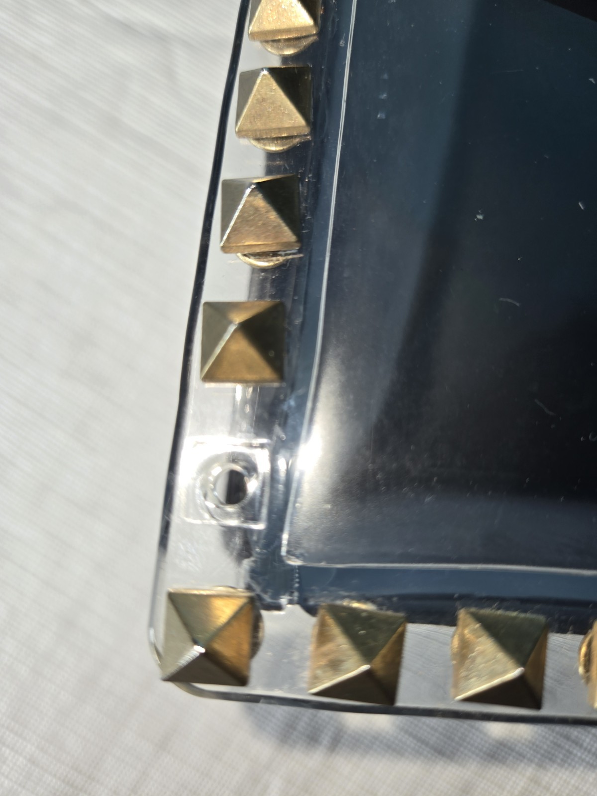 Black And Gold Clear Studded Cross Body Purse MISSING 2 STUDS