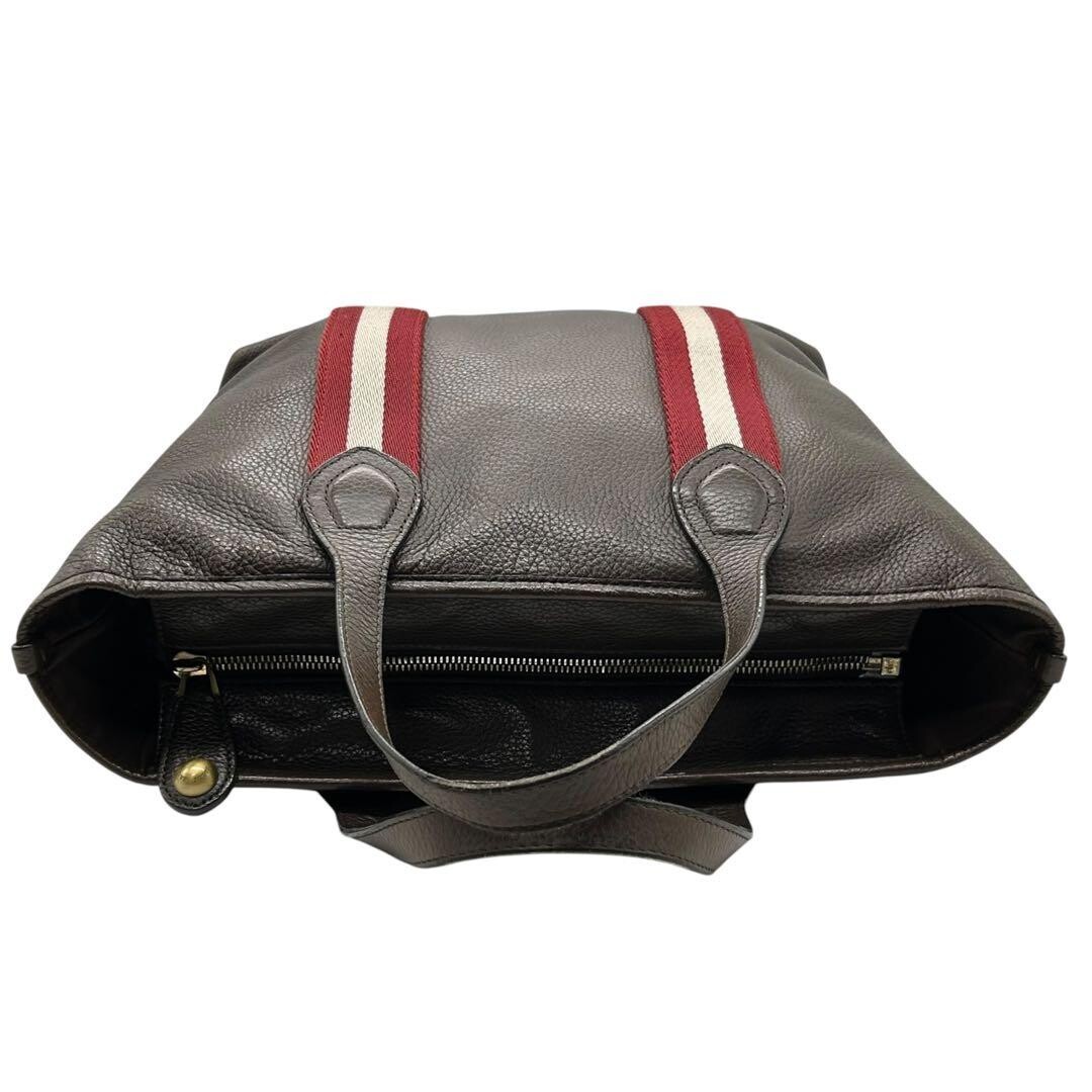 Bally Trainspotting Brown Leather Tote Bag A4 Pouch Zip Pebbled Italy 38cm