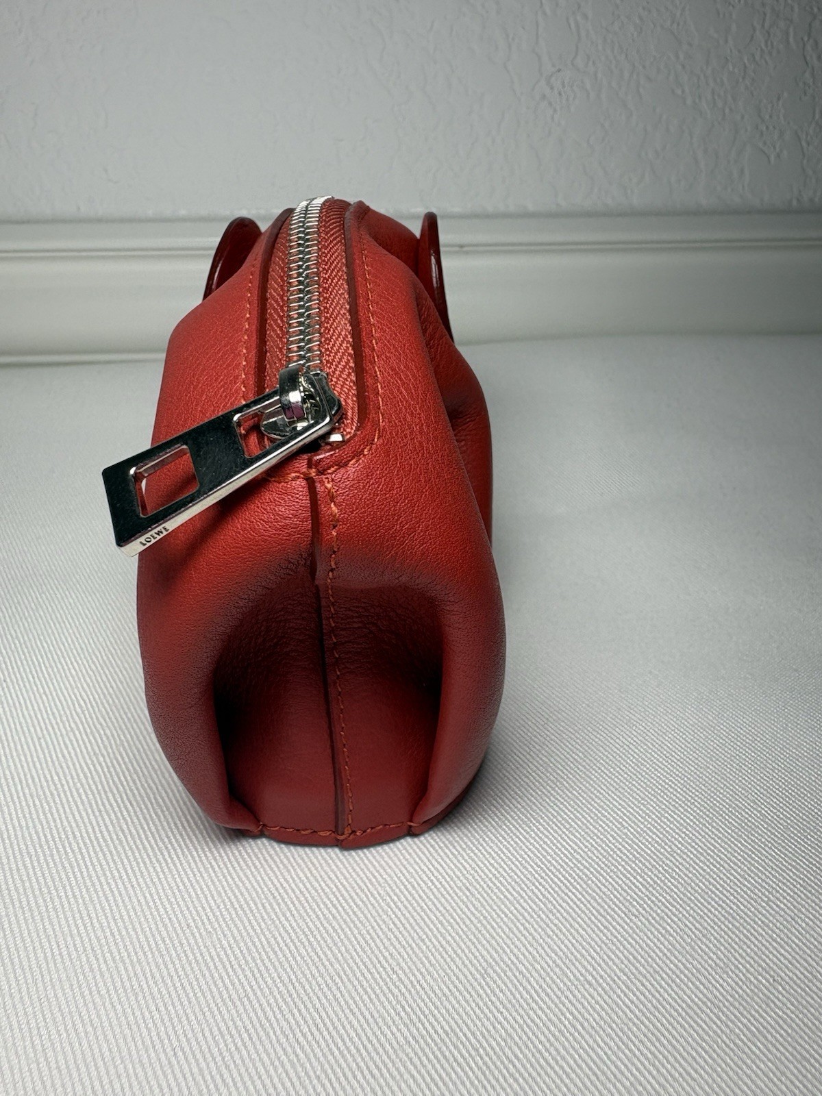 Authentic Loewe Elephant Coin Case Calfskin Red Mini Pouch