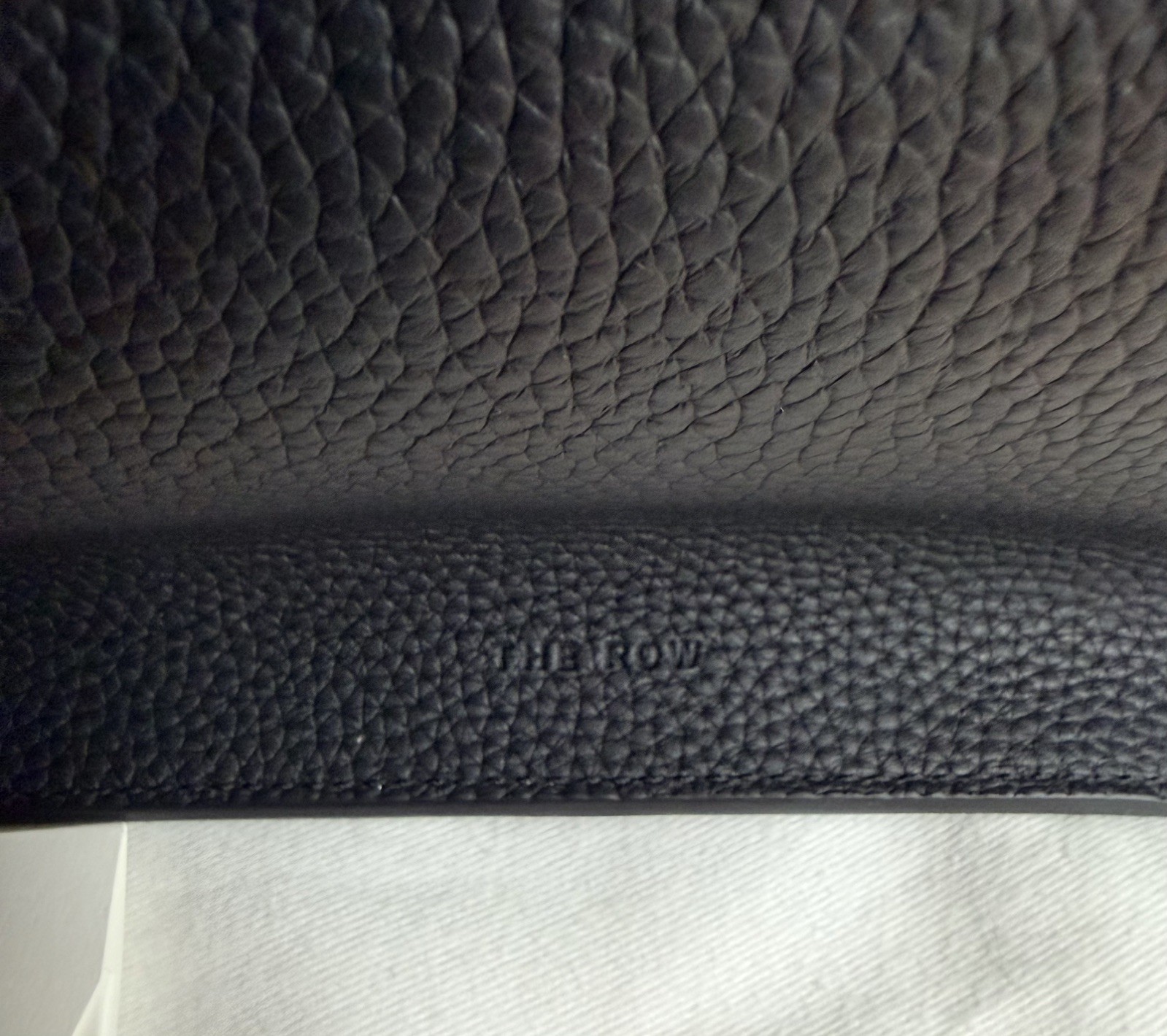 THE ROW Soft Margaux 15 Bag in Grained Calfskin Leather BLACK + INSERT