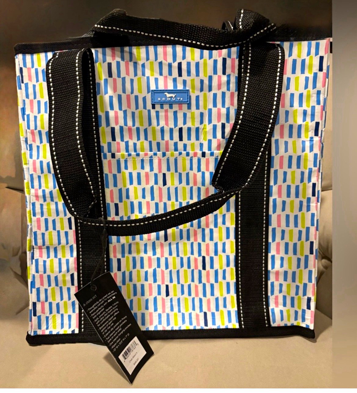 Scout ‘Chalk About It’ Large Zip Tote Bag w/ Inner Pockets Multicolor-New w/tags