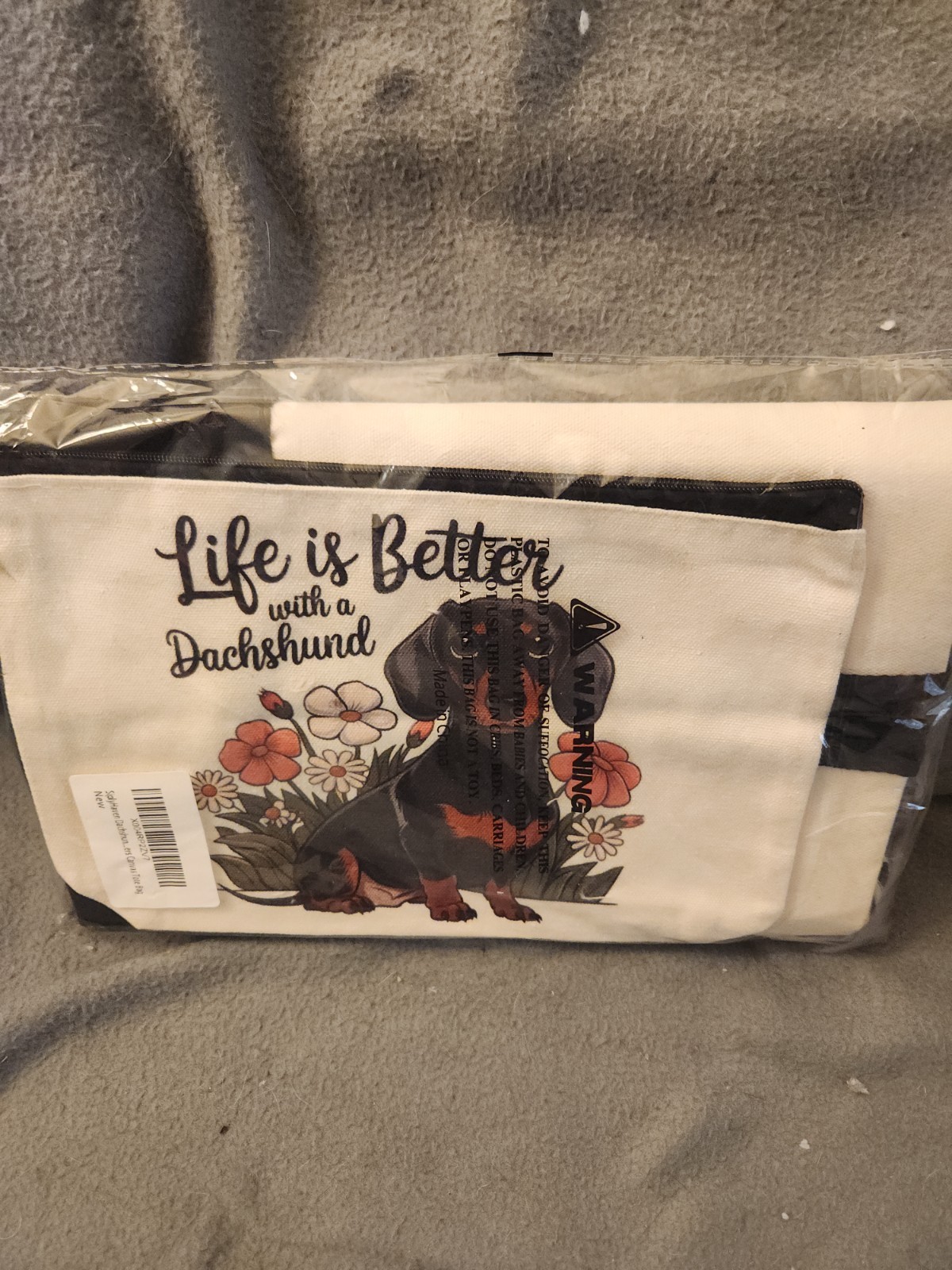 Dachshund Tote Bag 2Pcs Canvas and Dish Towel