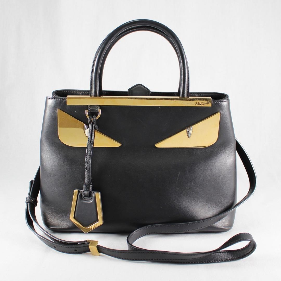 FENDI Petite 2Jours Monster Shoulder Bag/Handbag 2WAY 8BH253 Black From Japan