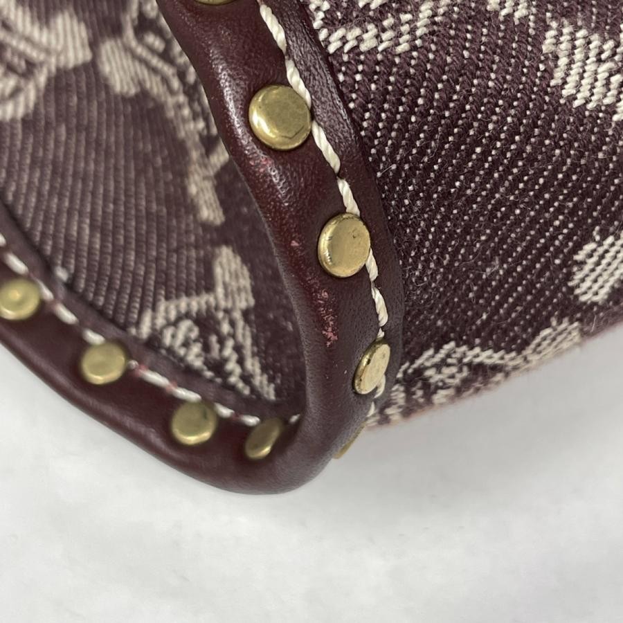 Celine Macadam Denim Leather Bordeaux Shoulder Bag #BS4453