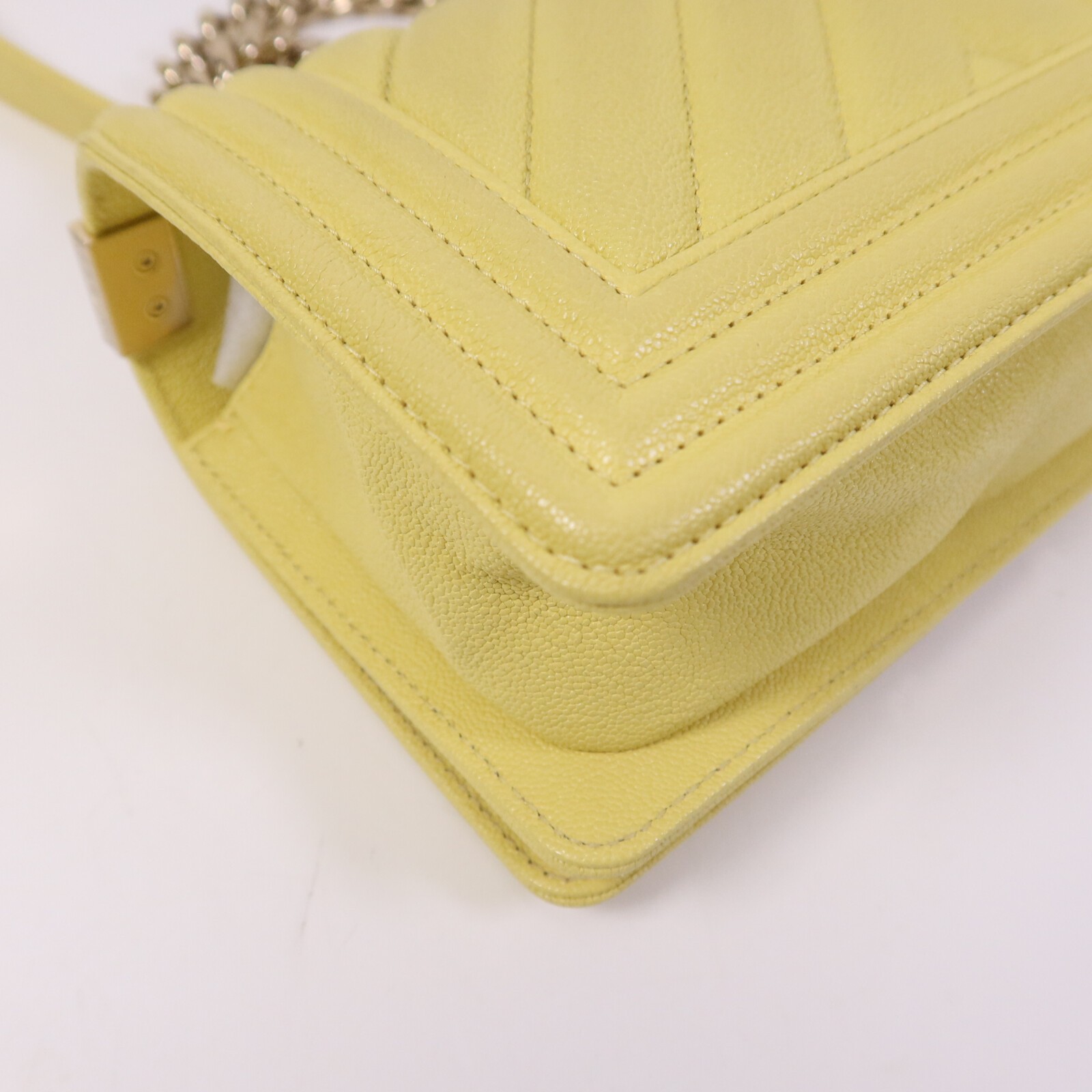 CHANEL CC GHW Boy 20 Chain Shoulder bag A67085 Calfskin Leather Yellow