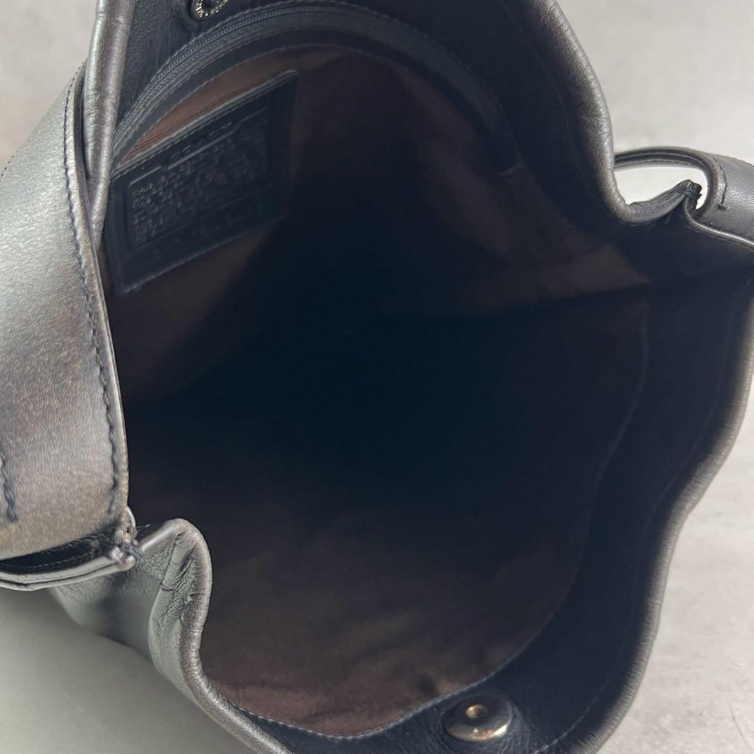 COACH Leather Shoulder Bag Black 14.2 x 12.6 x 2.4 inches Used