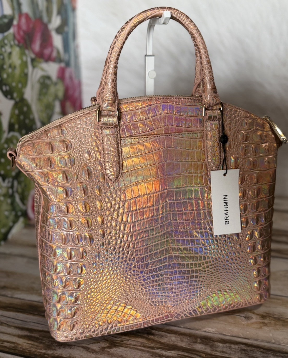 LAST ONE !! Brahmin Large Duxbury Melbourne Rose Gold Satchel NWT HOLOGRAPHIC