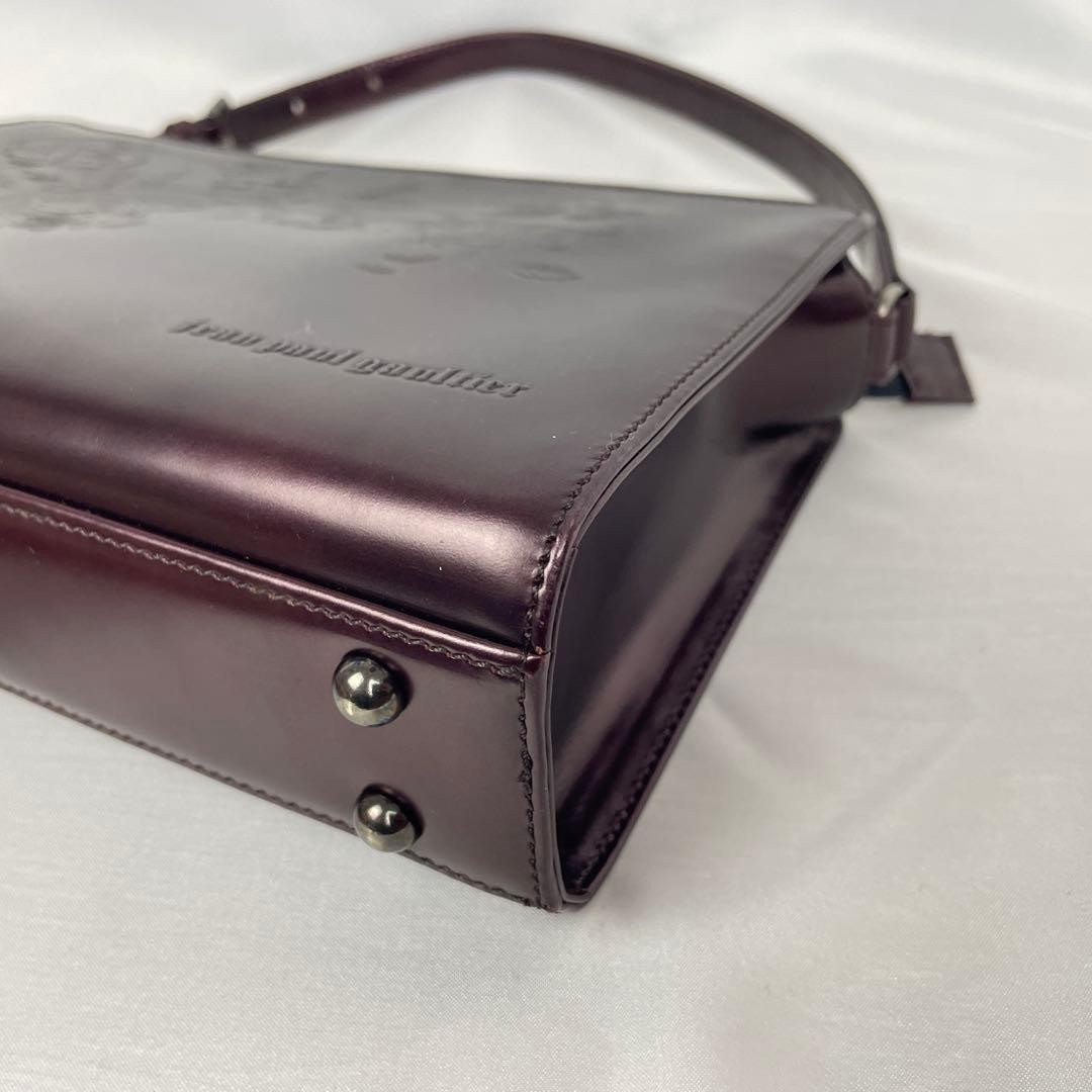 Jean Paul Gaultier New Rose Handbag 15cm Leather Purple Color