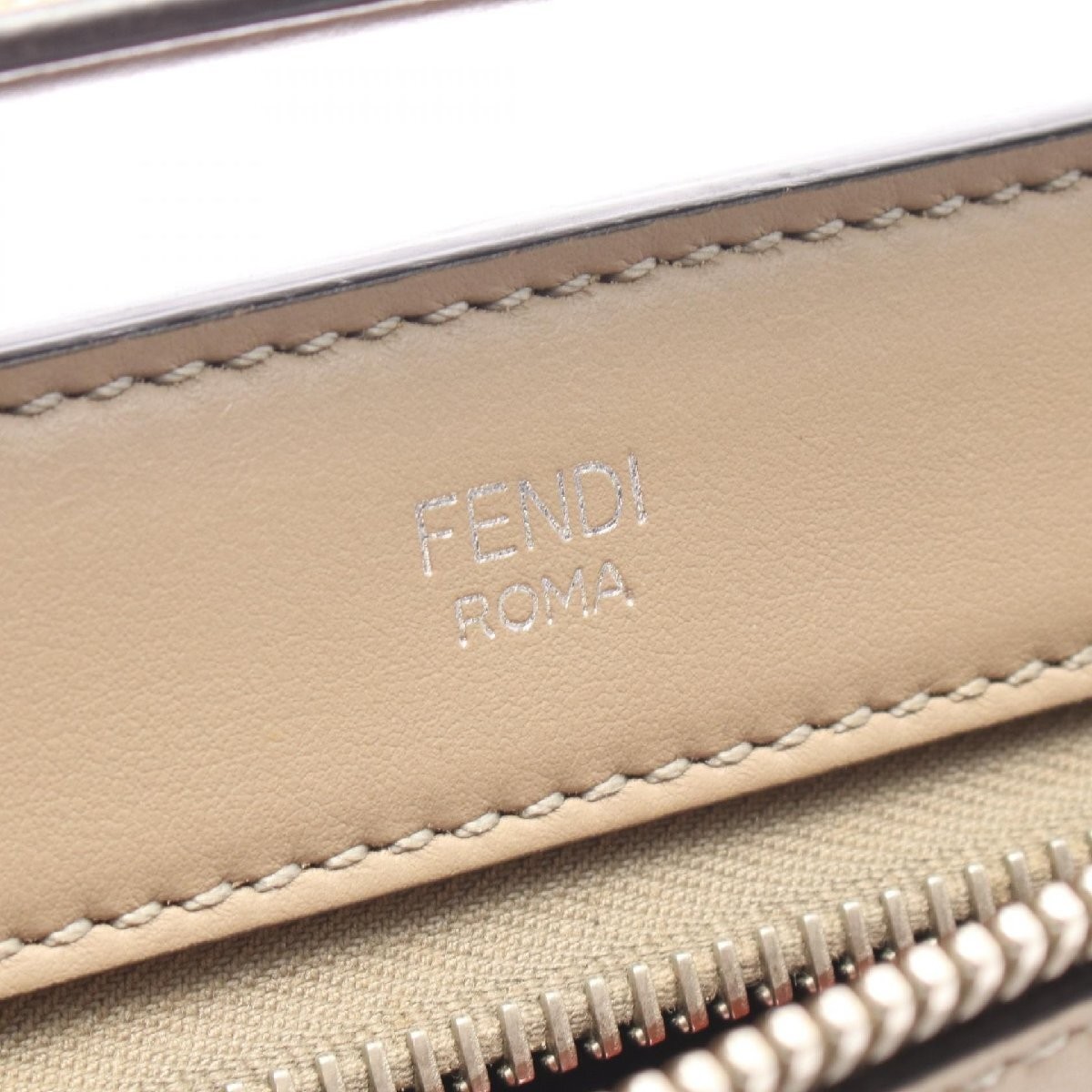 FENDI DOT COM 2WAY Handbag Bag Leather Beige Used
