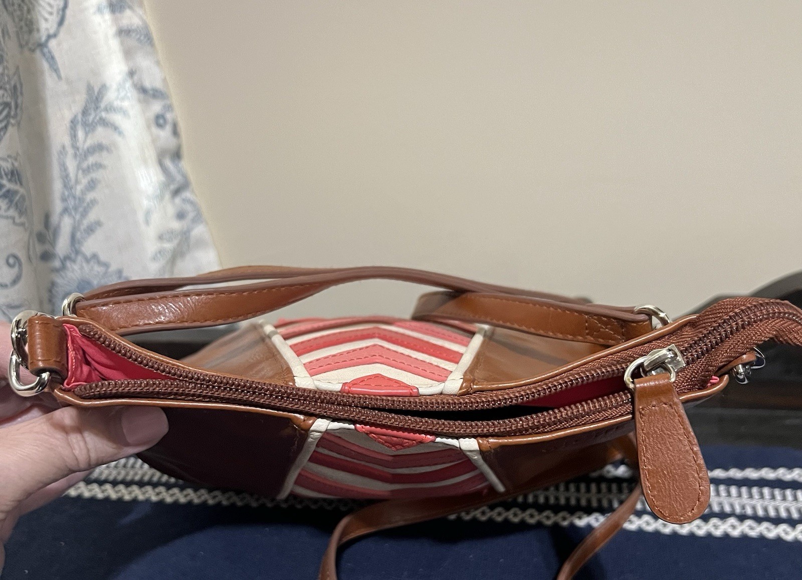 Miche Dee Hip Crossover Bag Shoulder Strap Chevron Burnt Sienna/Coral