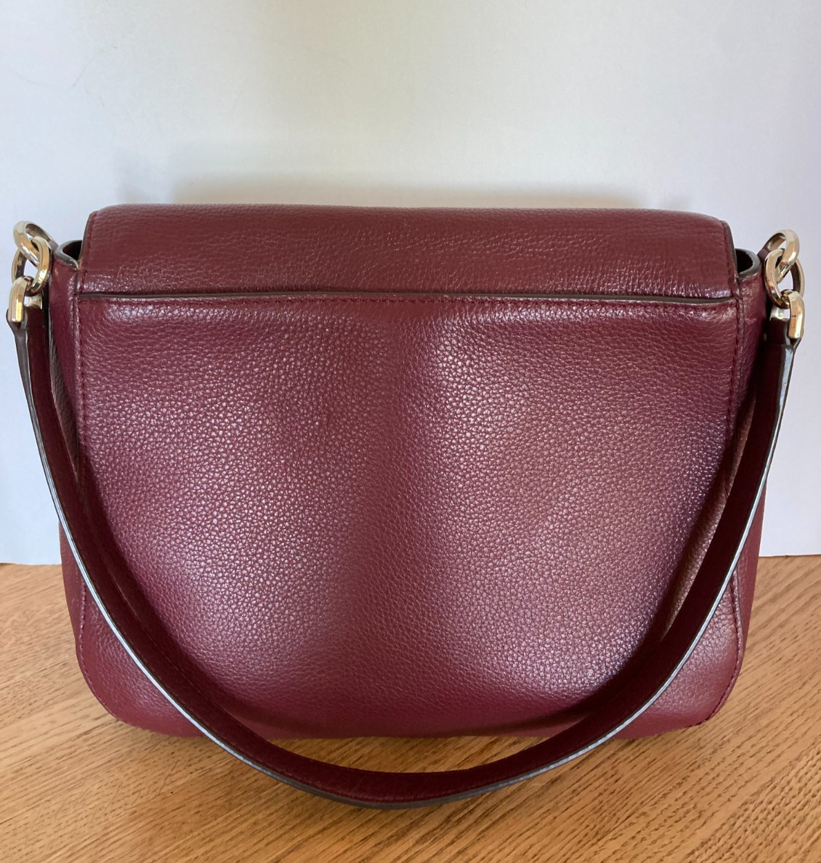 Kate Spade Burgundy Pebbled Leather Top Zip Flap Magnetic Snap Shoulder Bag