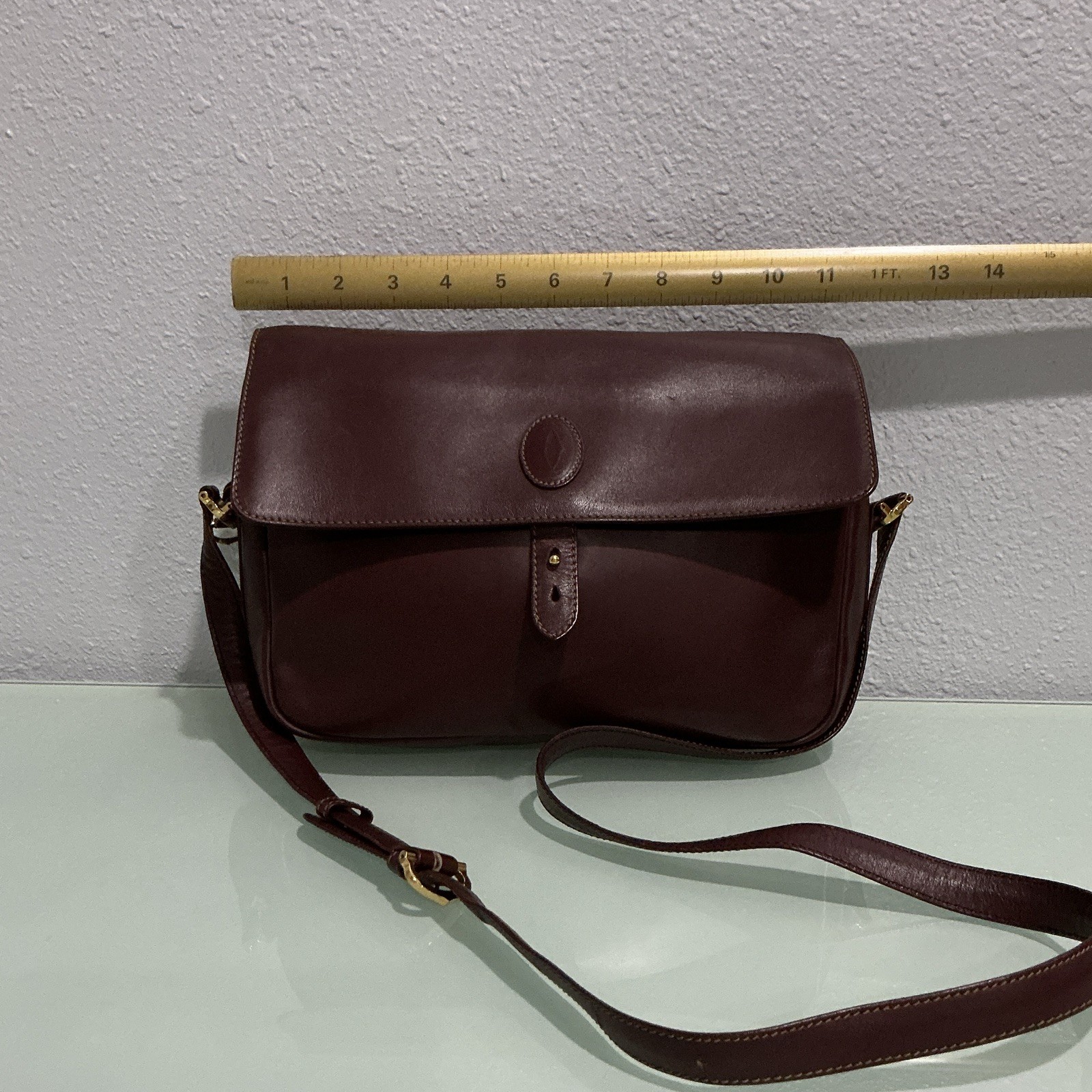 Cartier Women’s Burgundy Logo Shoulder/Crossbody Bag Zip Lined Gold Hardware