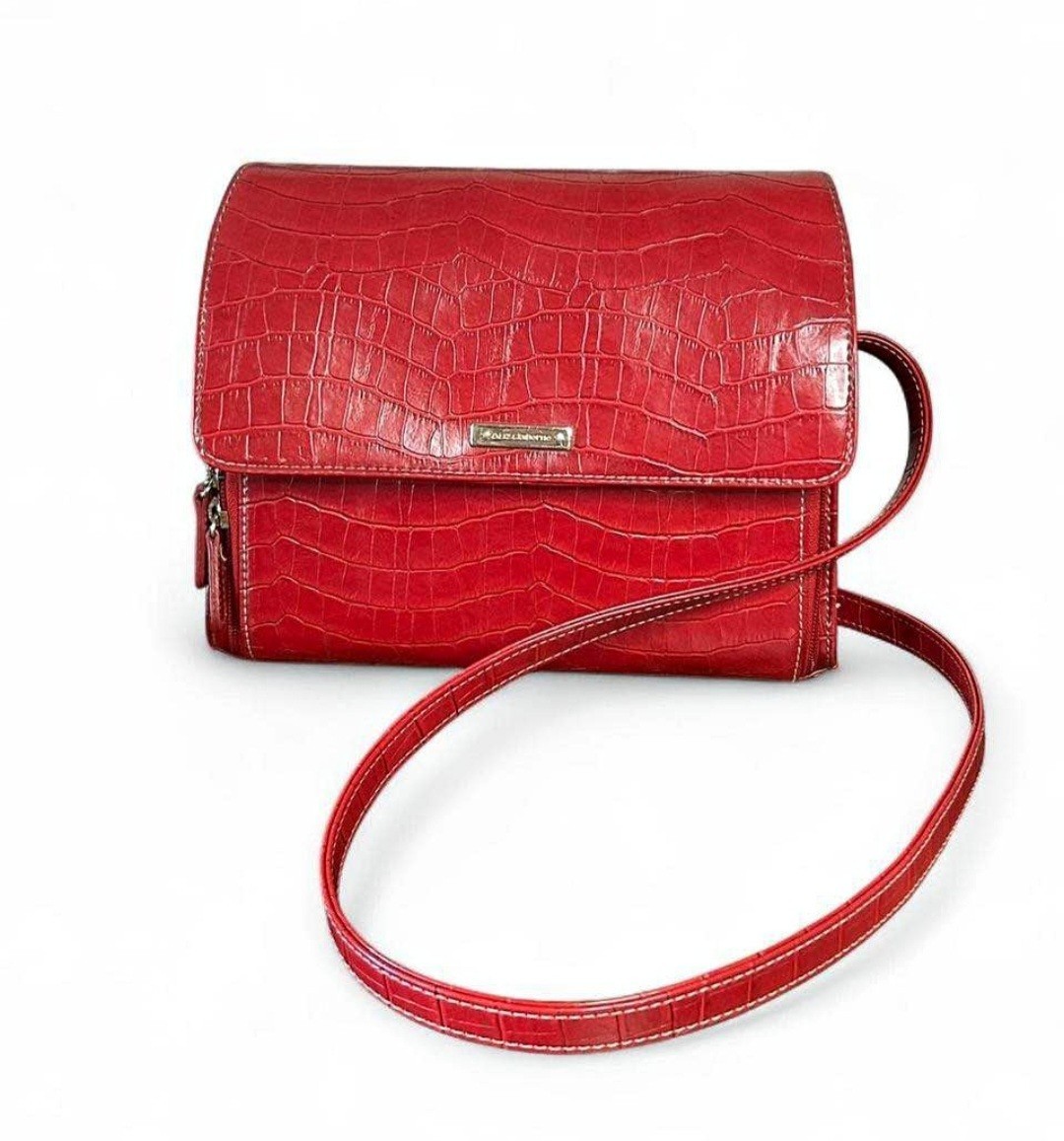 Nine West Red Croc-Embossed Crossbody Bag – Women’s Shoulder Bag